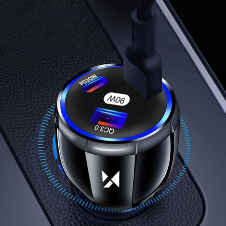 Wozinsky WCCCA Autoladegerät 2x USB-C 1x USB-A 90W PD QC - Schwarz