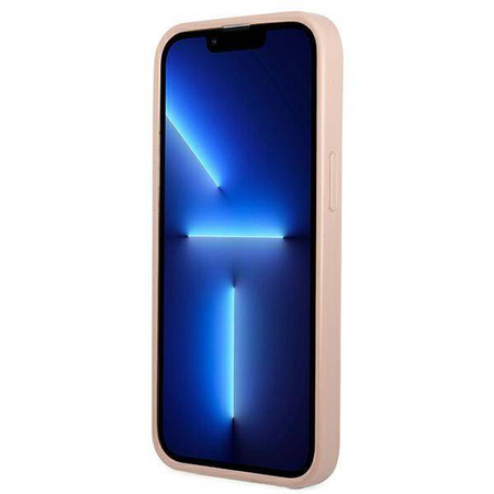 Schutzhülle IPHONE 13 Guess Hardcase Saffianotriangle Logo Cardslot (GUHCP13MPSATPP) rosa