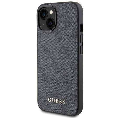Guess 4G Metal Gold Logo Hülle für iPhone 15 – Grau