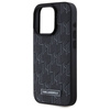 Original Handyhülle IPHONE 15 PRO Karl Lagerfeld Hardcase Leather Monogram Metal Logo MagSafe (KLHMP15LPKHPORPK) schwarz