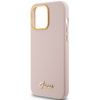 Guess nakładka do iPhone 15 Pro 6,1&quot; GUHCP15LSMBSLP różowa HC SILICONE SCRIPT METAL LOGO & FRAME