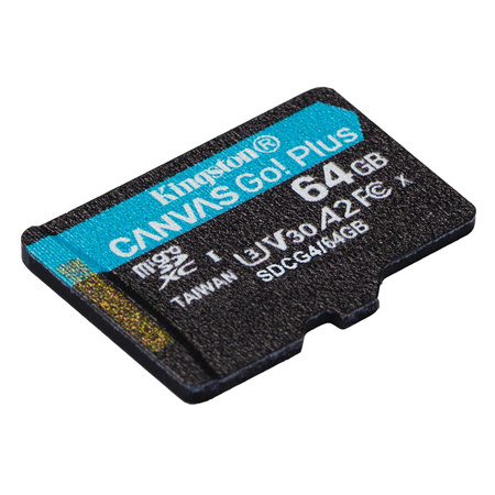 Kingston karta pamięci 64GB microSDXC Canvas Go Plus Gen4 200MB/s A2 U3 V30 + adapter