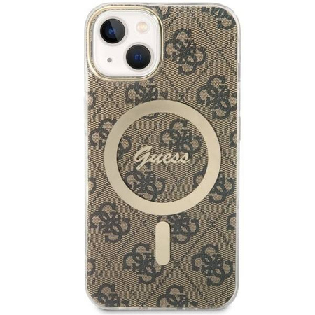 Guess GUHMP14SP4RPSW iPhone 14 6,1" brązowy/brown hardcase 4G Printed Stripes MagSafe