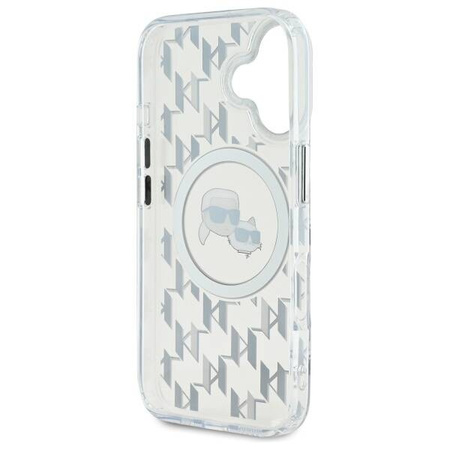 Karl Lagerfeld nakładka do iPhone 16 6,1&quot; KLHMP16SHMCKMHT przezroczysta Hardcase IML Monogram Karl&Choupette Head MagSafe