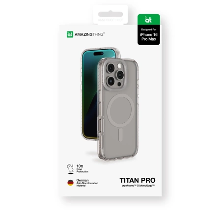 AmazingThing Titan Pro Mag Case mit Magnetring für iPhone 16 Pro Max - Grau