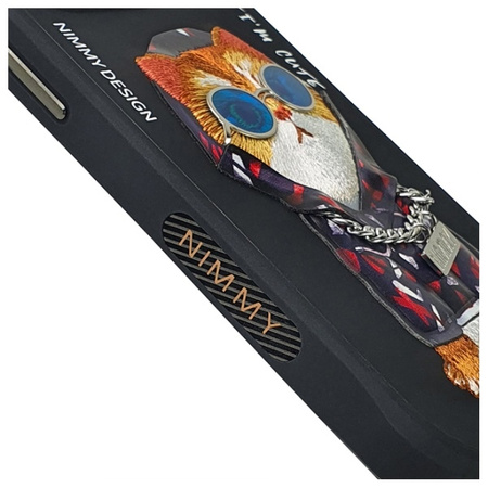 Nimmy etui iPhone 15 Pro 6.1"             czarny/black Glasses Cool Cat