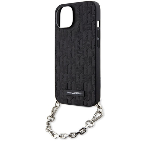 Karl Lagerfeld KLHCP14SSACKLHPK iPhone 14 6,1&quot; schwarz/schwarzes Hardcase mit Saffiano-Monogrammkette