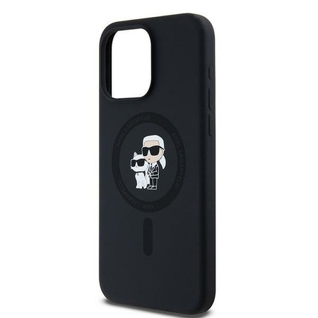 Oryginalne Etui KARL LAGERFELD hardcase Silicone Karl & Choupette Ring MagSafe KLHMP15XSCMKCRHK do Iphone 15 Pro Max czarny