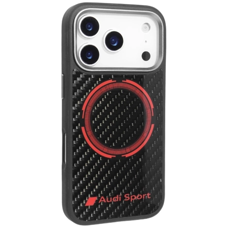 Audi RSQ Carbon Fiber Sport Red Circle MagSafe Case für iPhone 17 Pro - Schwarz