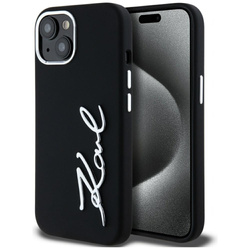 Oryginalne Etui IPHONE 15 Karl Lagerfeld Silicone Metal Script Logo czarne
