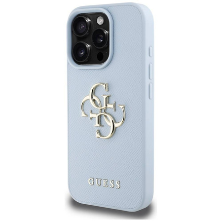 Case IPHONE 16 PRO MAX Guess Grained Big 4G Logo Small Classic Logo blue