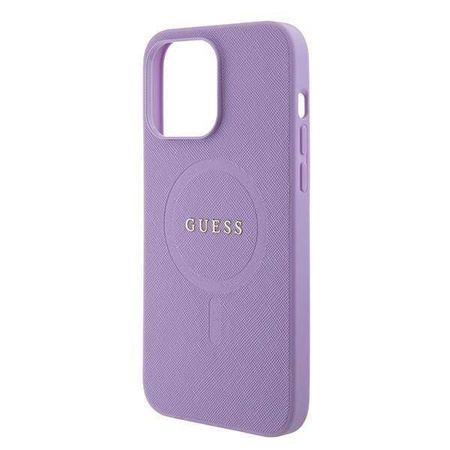 Guess Saffiano MagSafe Hülle für iPhone 15 Pro – Lila
