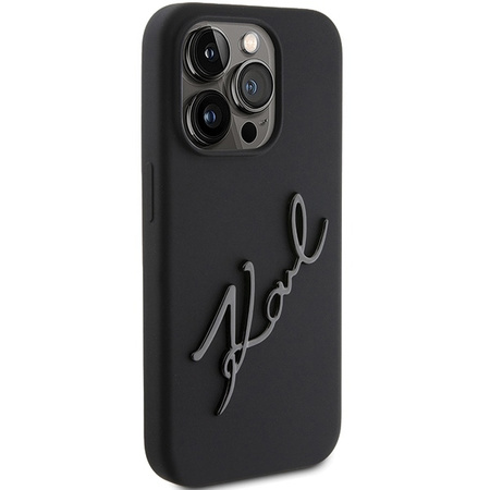 Karl Lagerfeld Silikon Karl Script Hülle für iPhone 15 Pro – Schwarz