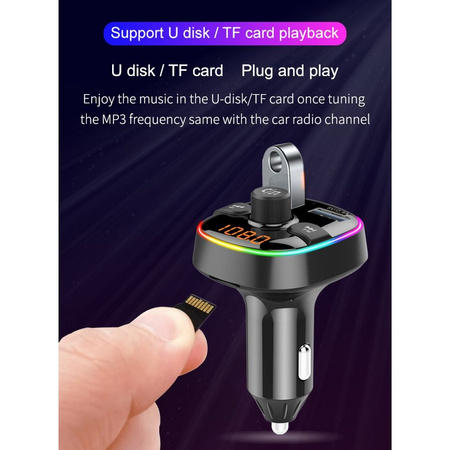 Transmiter FM MP3 z bluetooth 5.0 + czytnik kart pamieci + 2xUSB QC3.0 BC52L