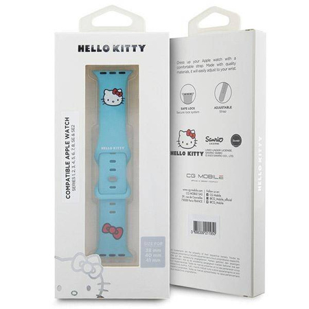 Pasek Hello Kitty Silicone Kitty Head na Apple Watch 38/40/41mm - niebieski
