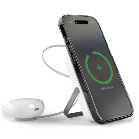 Puro 10000mAh MagSafe Wireless Power Bank mit Aluminiumständer - Weiß