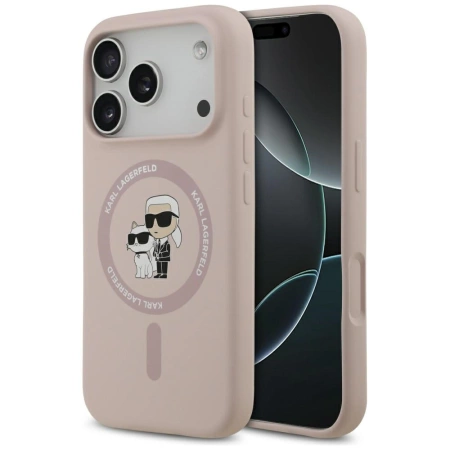 Karl Lagerfeld Silikon Karl&Choupette Ring MagSafe Case für iPhone 17 Pro - Pink