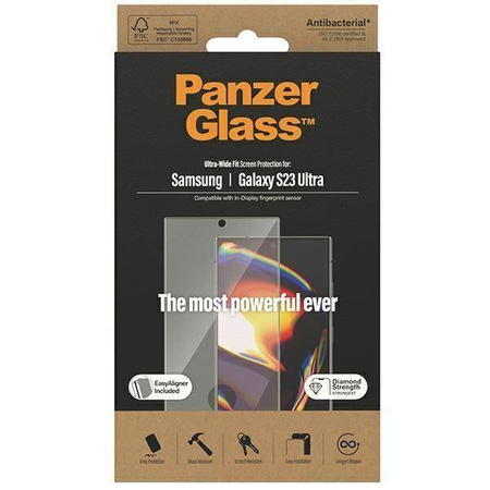 Tempered Glass SAMSUNG GALAXY S23 ULTRA PanzerGlass Ultra-Wide Fit Screen Protection with the Applicator (7317)