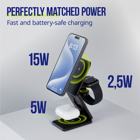 Allity ładowarka bezprzewodowa AWC-230-22WMS 22,5W grafitowa 3w1