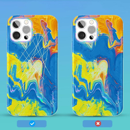 Kingxbar Watercolour Series kolorowe etui do iPhone 12 Pro Max żółtoniebieski