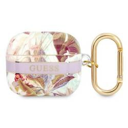 Schutzhülle APPLE AIRPODS 3 Guess AirPods Flower Strap Collection (GUA3HHFLU) violett
