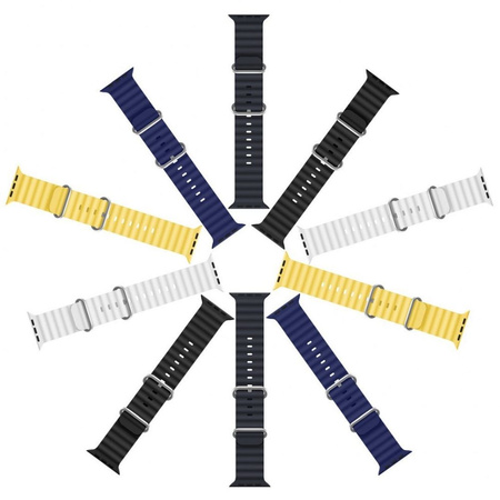 Dux Ducis Strap pasek Watch 8 / 7 / 6 / 5 / 4 / 3 / 2 / SE (45 / 44 / 42mm) silikonowa opaska bransoletka czarny (OceanWave Version)