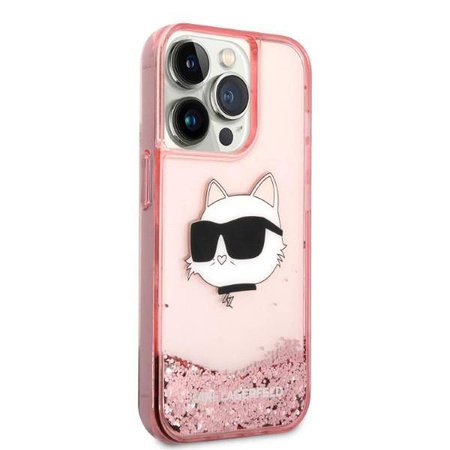 Karl Lagerfeld Liquid Glitter NFT Choupette Head - Etui iPhone 14 Pro Max (różowy)