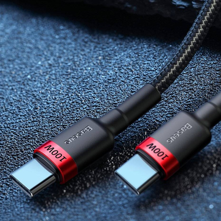 Baseus Cafule nylonowy kabel przewód USB Typ C Power Delivery 2.0 100W 20V 5A 2m czarny (CATKLF-AL91)