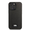 Original Handyhülle IPHONE 13 PRO MAX Karl Lagerfeld Hardcase Saffiano Plaque schwarz