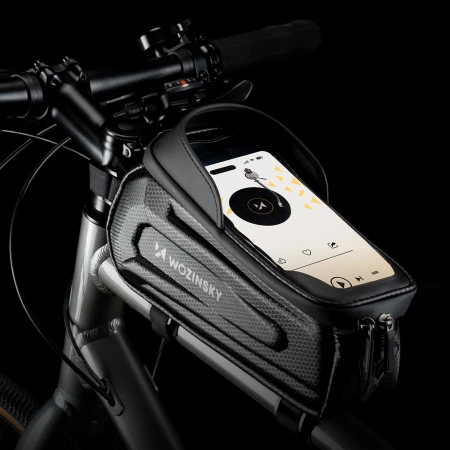 Wozinsky bicycle bag for the frame, armored, with a phone pocket, 1.7 l - black