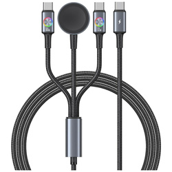 Kabel USAMS Huan Series SJ754 72W USB-C do USB-C + USB-C + ładowarka bezprzewodowa do zegarka tarnish