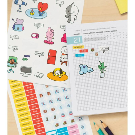 Line Friends BT21 - Kalendarz / Planner szkolny 2021/2022 (niebieski)