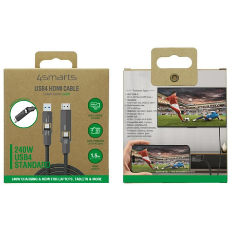 Kabel 4smarts ComboCord USB4 HDMI 240W   1.5m czarny