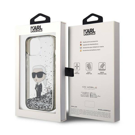 Karl Lagerfeld nakładka do iPhone 15 6,1" KLHCP15SLKKNSK transparentna hardcase Liquid Glitter Ikonik