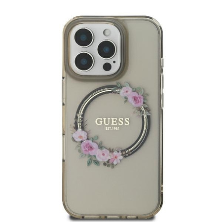 Guess GUHMP16LHFWFCK iPhone 16 Pro 6.3" czarny/black hardcase IML Flowers Wreath MagSafe
