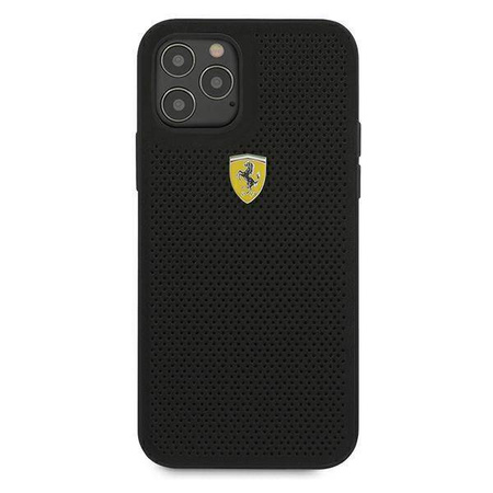 Ferrari FESPEHCP12MBK iPhone 12 Pro / iPhone 12 czarny/black hardcase On Track Perforated