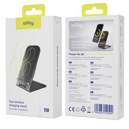 Allity ładowarka bezprzewodowa AWC-100-15W grafitowa