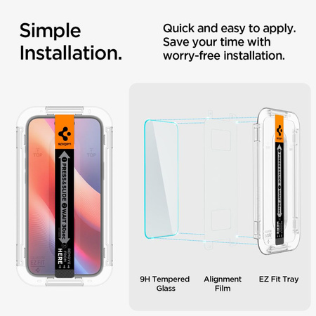 SZKŁO HARTOWANE SPIGEN GLAS.TR ”EZ FIT” IPHONE 15 CLEAR
