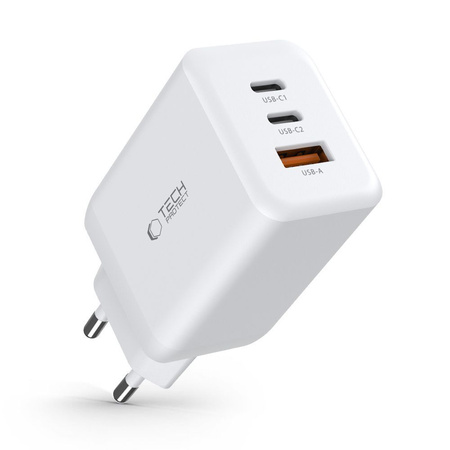 Ładowarka Sieciowa 65W 2x USB-C PD + QC3.0 USB Tech-Protect C65W biała