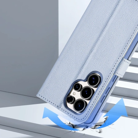 Dux Ducis Lawa Leather Case for Samsung Galaxy S25 Ultra with Detachable Magnetic Wallet - Blue