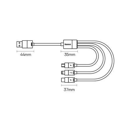 Baseus StarSpeed kabel 3w1 USB-A - Micro-USB / Lightning / USB-C 3.5A 1.2m niebieski