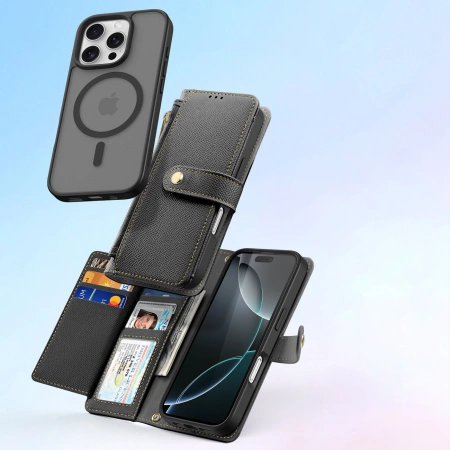 Dux Ducis Lawa Lederhülle für iPhone 16 Pro Max - Schwarz