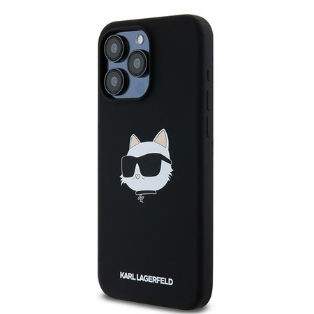 Oryginalne Etui KARL LAGERFELD hardcase Silicone Choupette Head MagSafe KLHMP15LSCHPPLK do Iphone 15 Pro Czarny