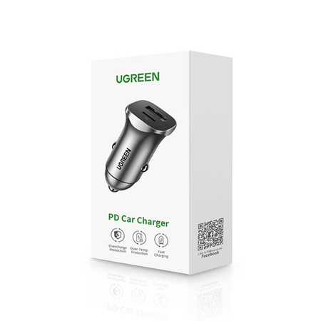 Ugreen Auto-Schnellladegerät USB-A / USB-C 30W PD PPS grau (CD130)
