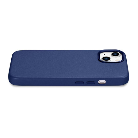 iCarer Case Leather genuine leather case cover for iPhone 14 Plus blue (MagSafe compatible)