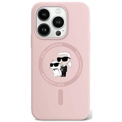 Oryginalne Etui KARL LAGERFELD hardcase Silicone Karl & Choupette Ring MagSafe KLHMP15XSCMKCRHP do Iphone 15 Pro Max różowy