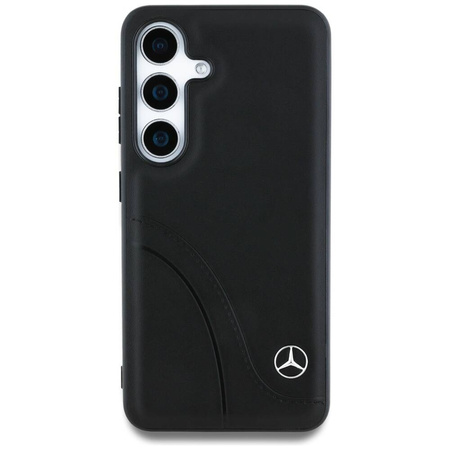 Original Case SAMSUNG GALAXY S25 Mercedes Leather Curved Stitches black