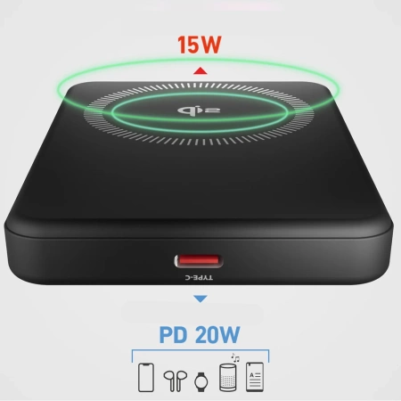 Powerbank SBS Mag Power Qi2 5000 mAh kompatybilny z MagSafe - czarny