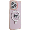 Etui Karl Lagerfeld Ring Stand Choupette Head MagSafe do iPhone 15 Pro Max - różowe
