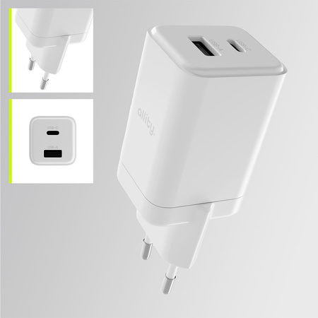Allity ładowarka sieciowa GaN PD QC ATC-01-45WAC 1x USB-C 1x USB-A 45W biała